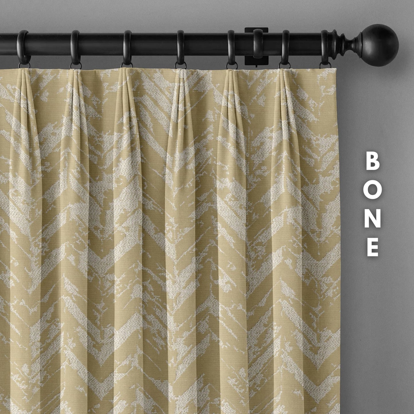 Chevron Geometric Print Linen Blend Curtains | Pinch & Euro Pleats | Standard & Custom Sizes-4