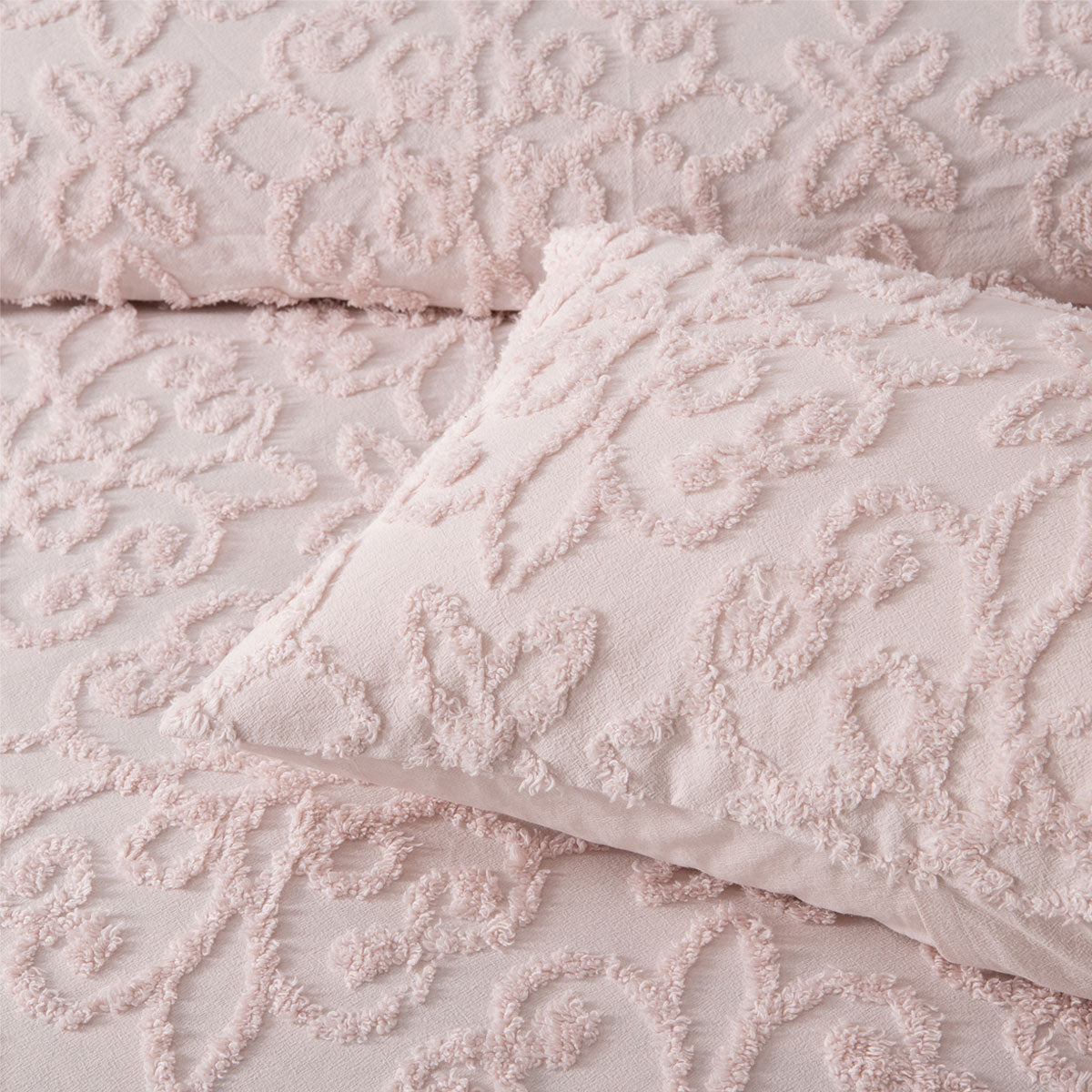 NNEDSZ Bianca Ella Blush Cotton Chenille Floral Bedspread Set – Queen