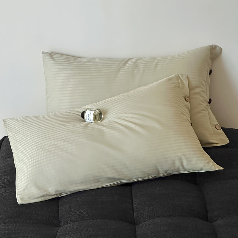 Ilgo pluošto medvilnės satino pagalvių užvalkalai – žakardinės juostelės, 48 × 74 cm (2 vnt.)