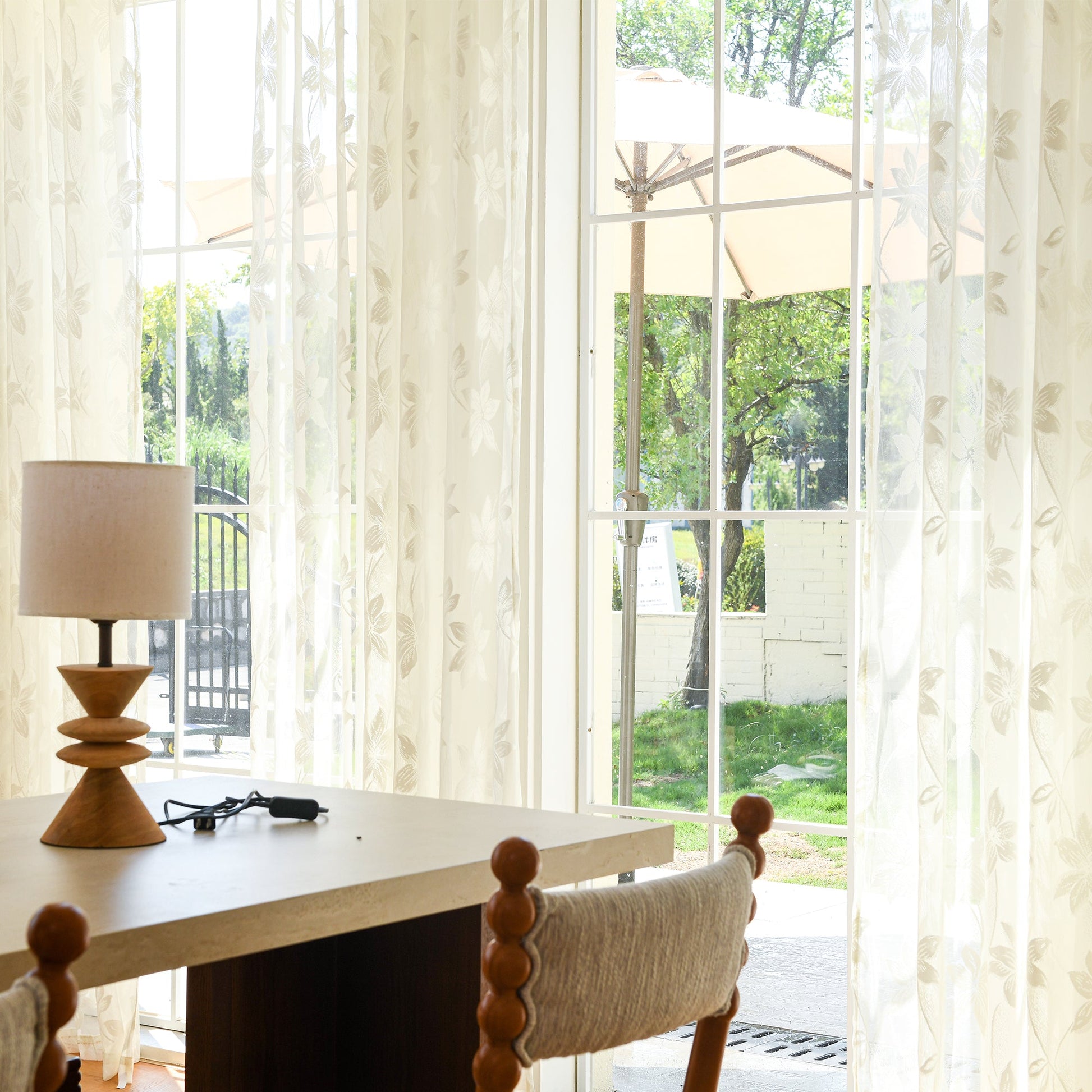 Custom Curtains: Semi-Sheer Lace Voile Curtains, Set of 2 Panels-2