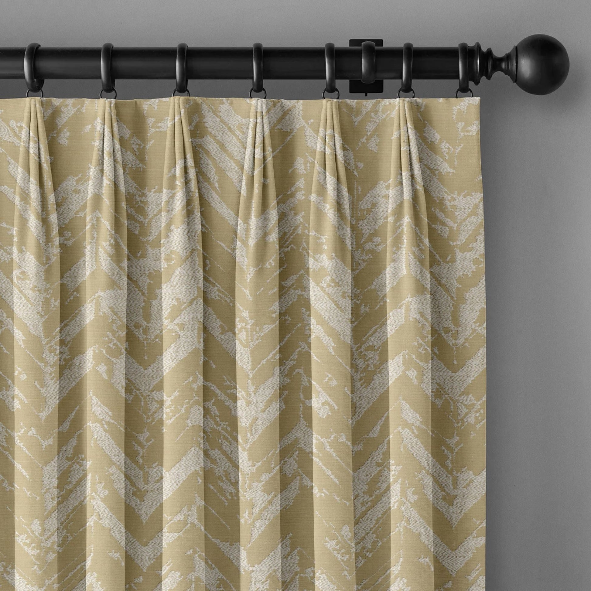 Chevron Geometric Print Linen Blend Curtains | Pinch & Euro Pleats | Standard & Custom Sizes-0