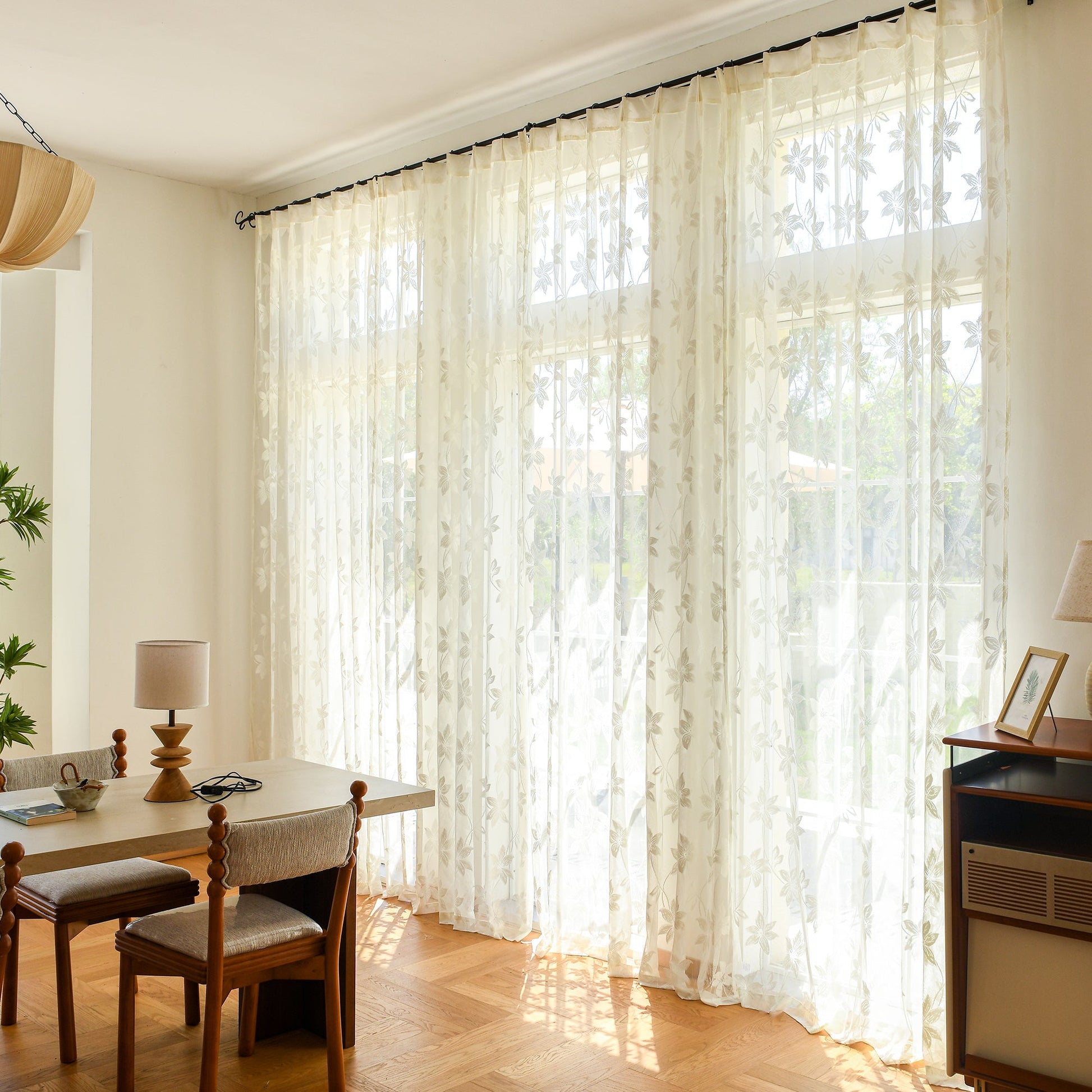 Custom Curtains: Semi-Sheer Lace Voile Curtains, Set of 2 Panels-1