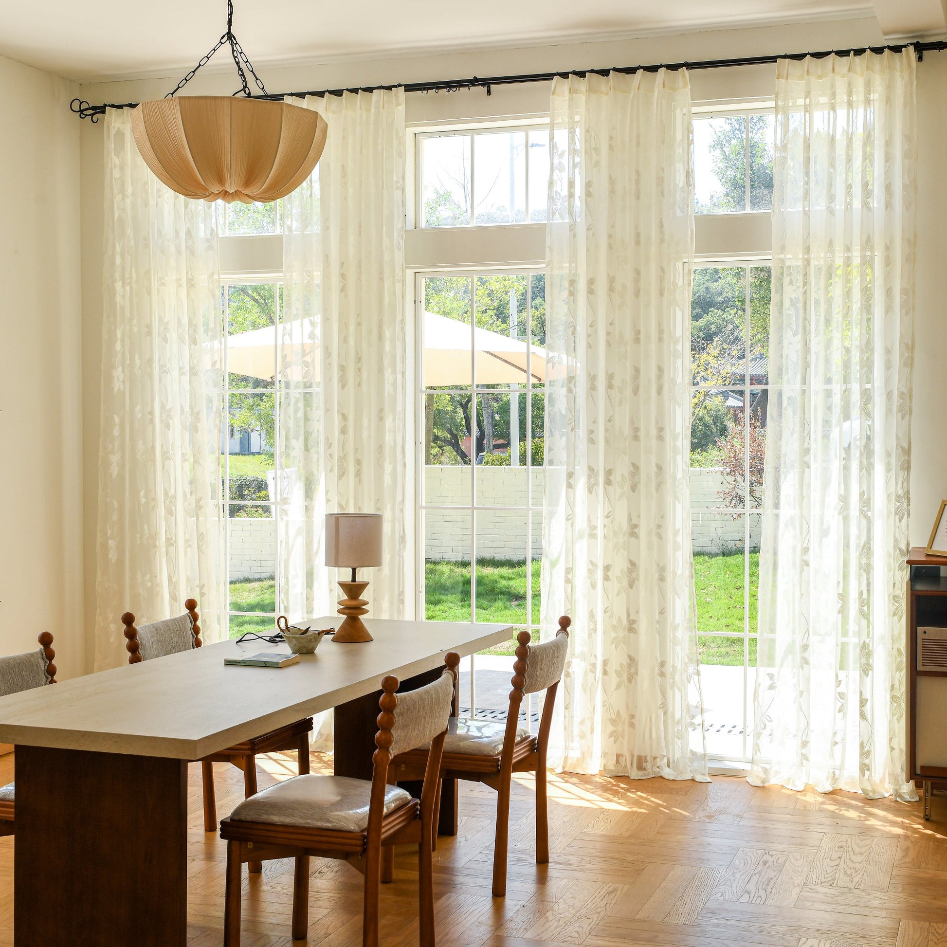 Custom Curtains: Semi-Sheer Lace Voile Curtains, Set of 2 Panels-0