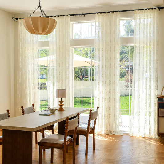 Custom Curtains: Semi-Sheer Lace Voile Curtains, Set of 2 Panels-0