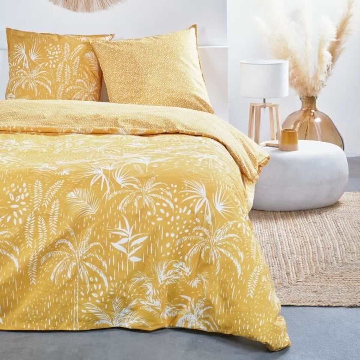 Duvet cover set TODAY 220 x 240 cm Yellow 3 Pieces-0