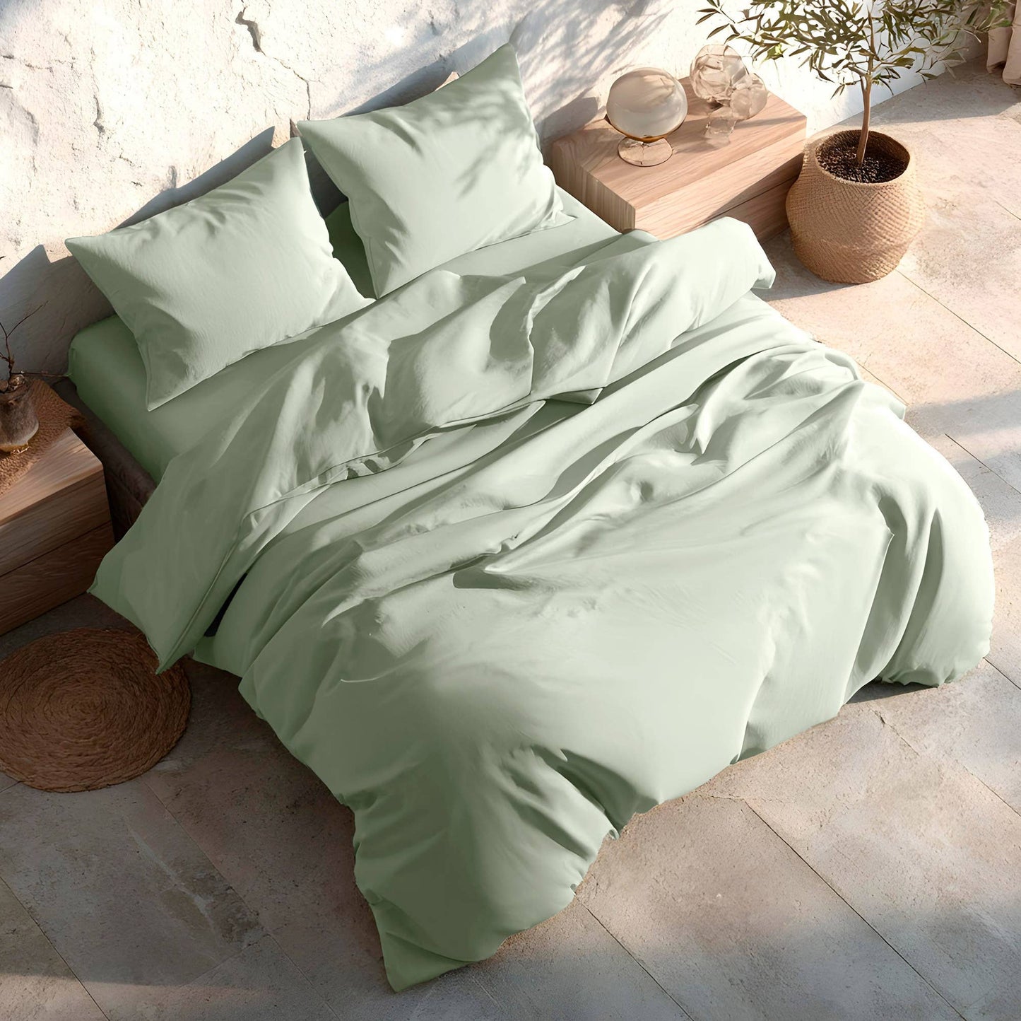 100% Cotton Soft Duvet Cover Set 144 Thread Count 2/3 Piece: Rosa Polvo / 220x220 cm + 2(45x75) cm