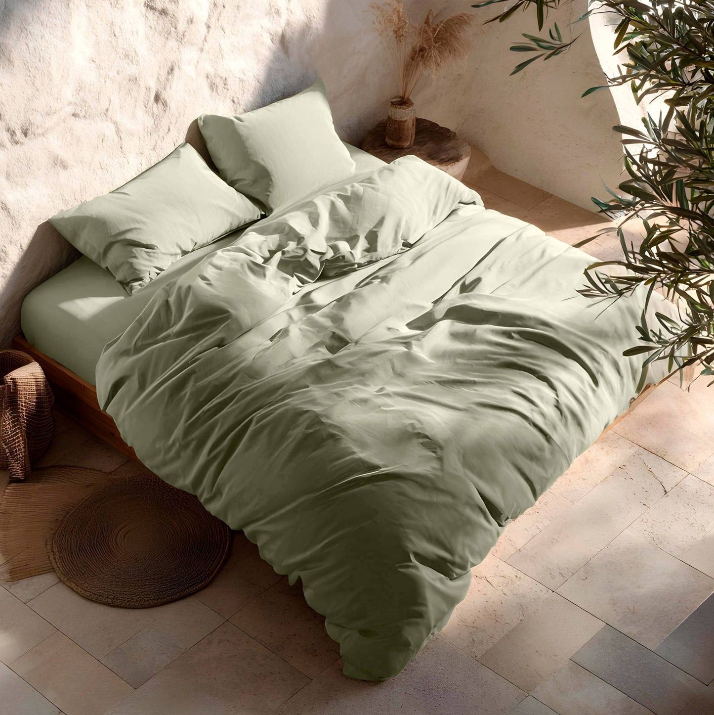 100% Cotton Soft Duvet Cover Set 144 Thread Count 2/3 Piece: Verde / 220x220 cm + 2(45x75) cm