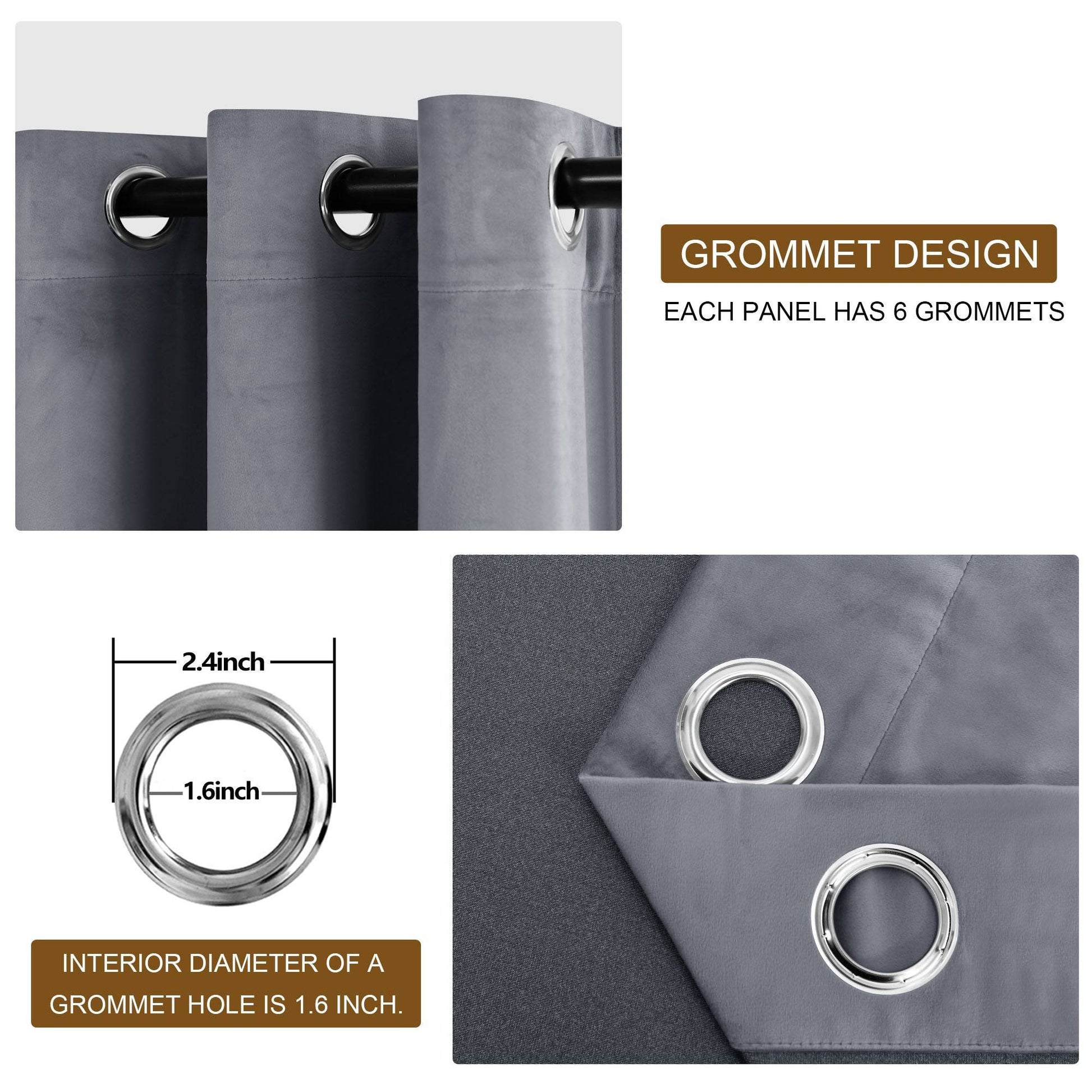 DWCN Velvet Blackout Curtains with Tiebacks, Set of 2 Panels-1