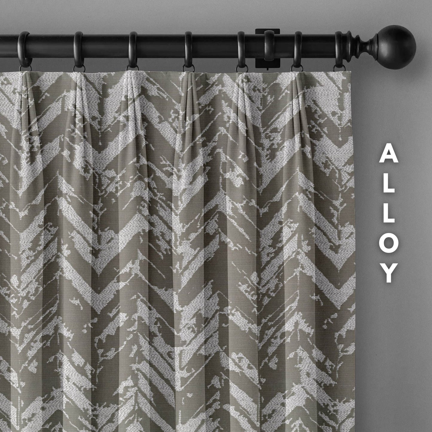 Chevron Geometric Print Linen Blend Curtains | Pinch & Euro Pleats | Standard & Custom Sizes-3