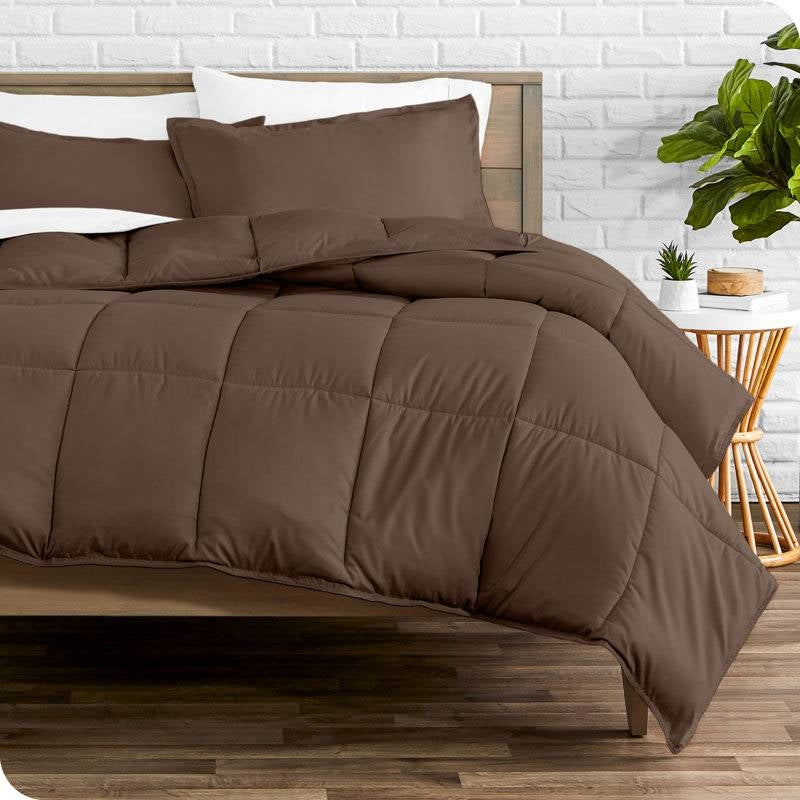 Twin size Down Alternative Comforter Set in Chocolate Brown Color-0