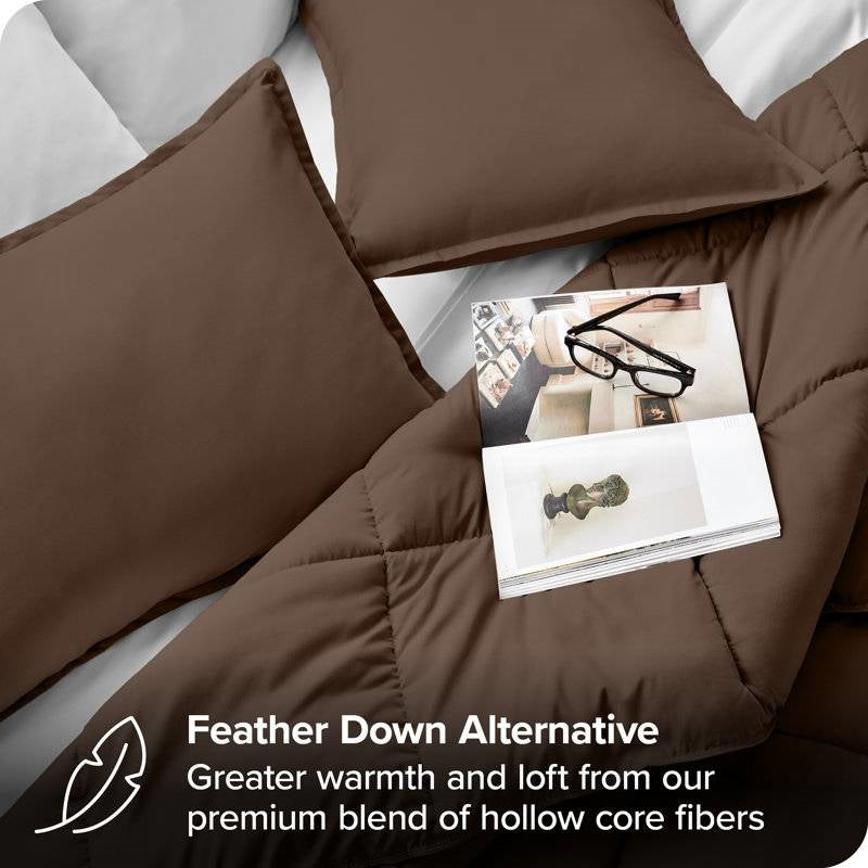 Twin size Down Alternative Comforter Set in Chocolate Brown Color-3
