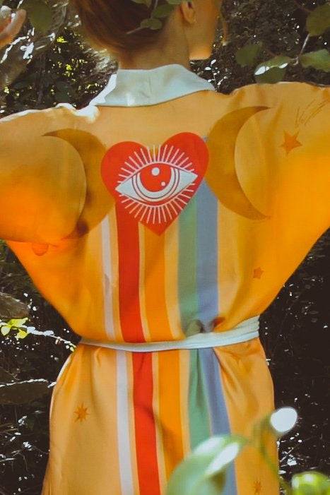 Karališkas kimono „Yucatan Rainbow“ iš šilko