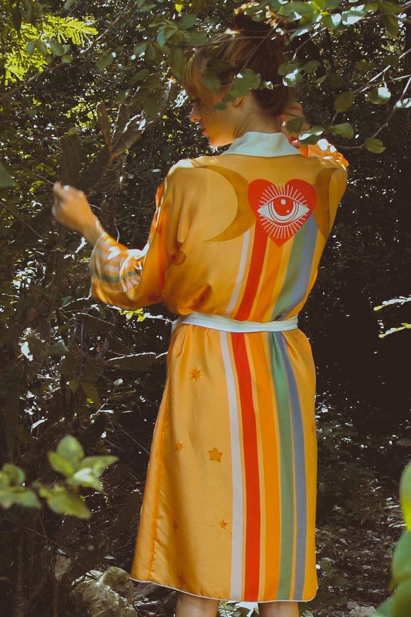 Karališkas kimono „Yucatan Rainbow“ iš šilko