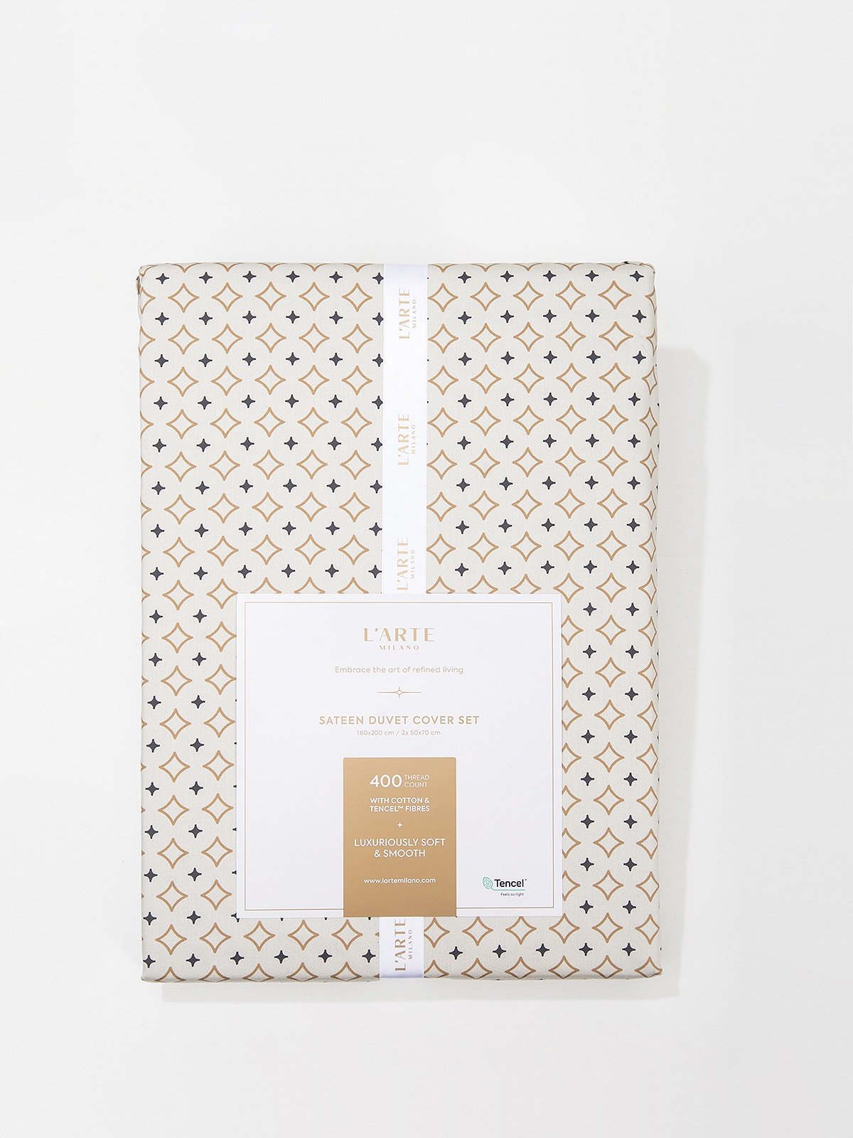 L’ARTE MILANO satino patalynės komplektas – 400 siūlų tankis, medvilnė ir tencelis (160×200 cm)