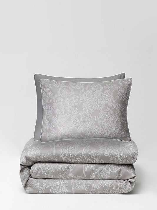 L’ARTE MILANO satino patalynės komplektas – 400 siūlų tankis, medvilnė ir tencelis (160×200 cm, pilkas)