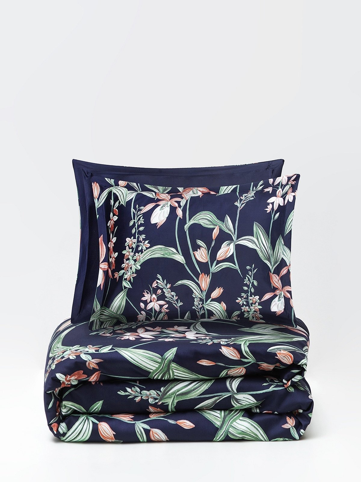 Satin bed linen set in 210 thread count cotton fibre, 160x200 cm-0