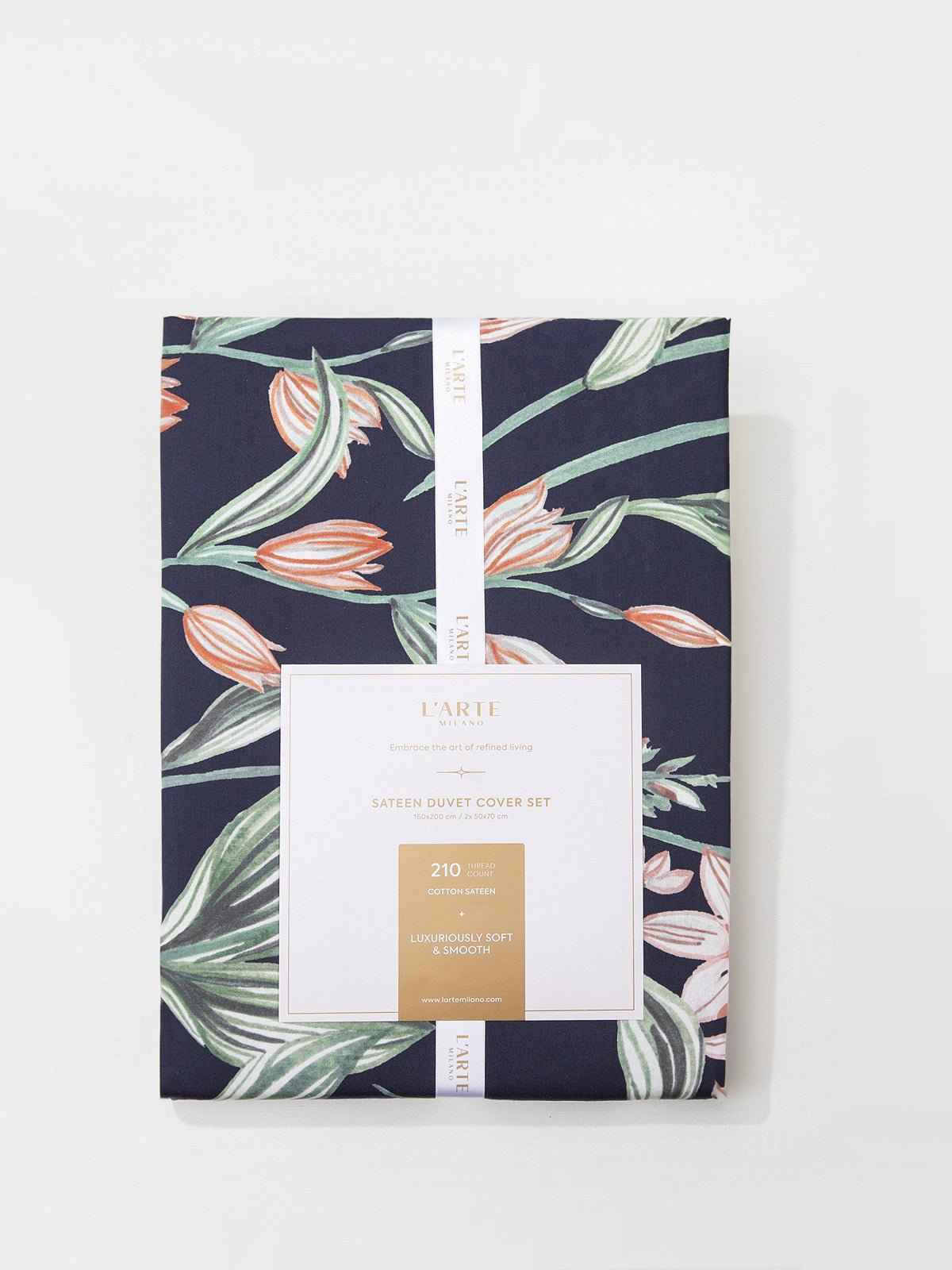 Satin bed linen set in 210 thread count cotton fibre, 160x200 cm-1