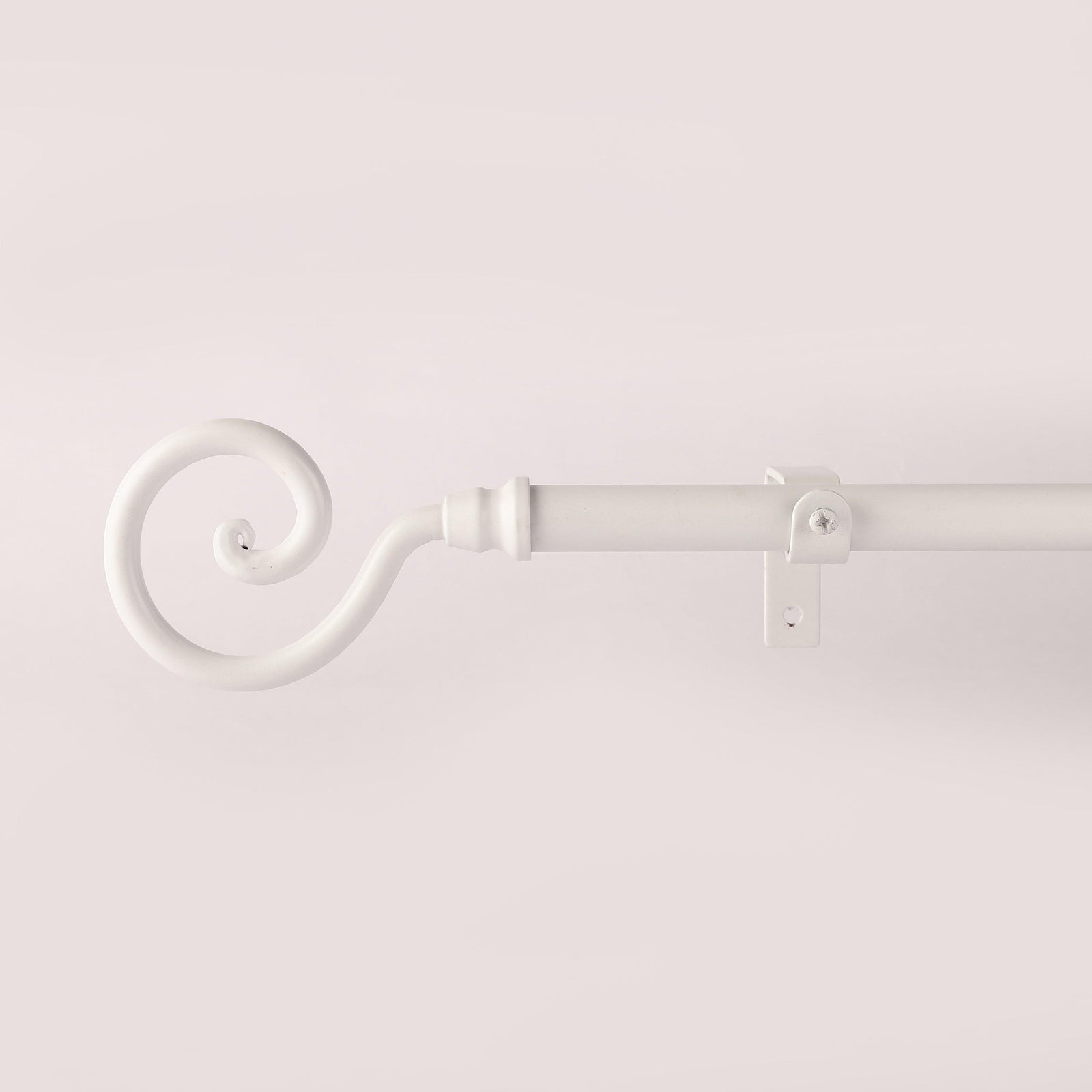 White Extendable Curtain Pole | Spiral Cage Finials | 61-366cm-1