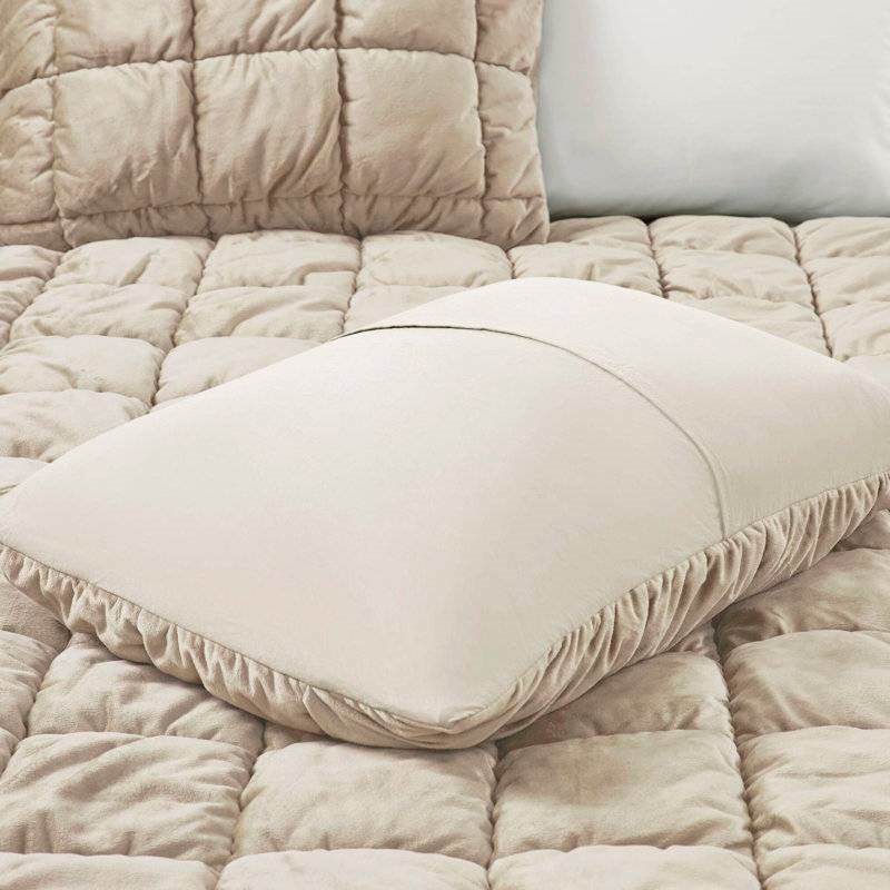Full/Queen Beige Velvety Soft Down Alternative Comforter Set-4