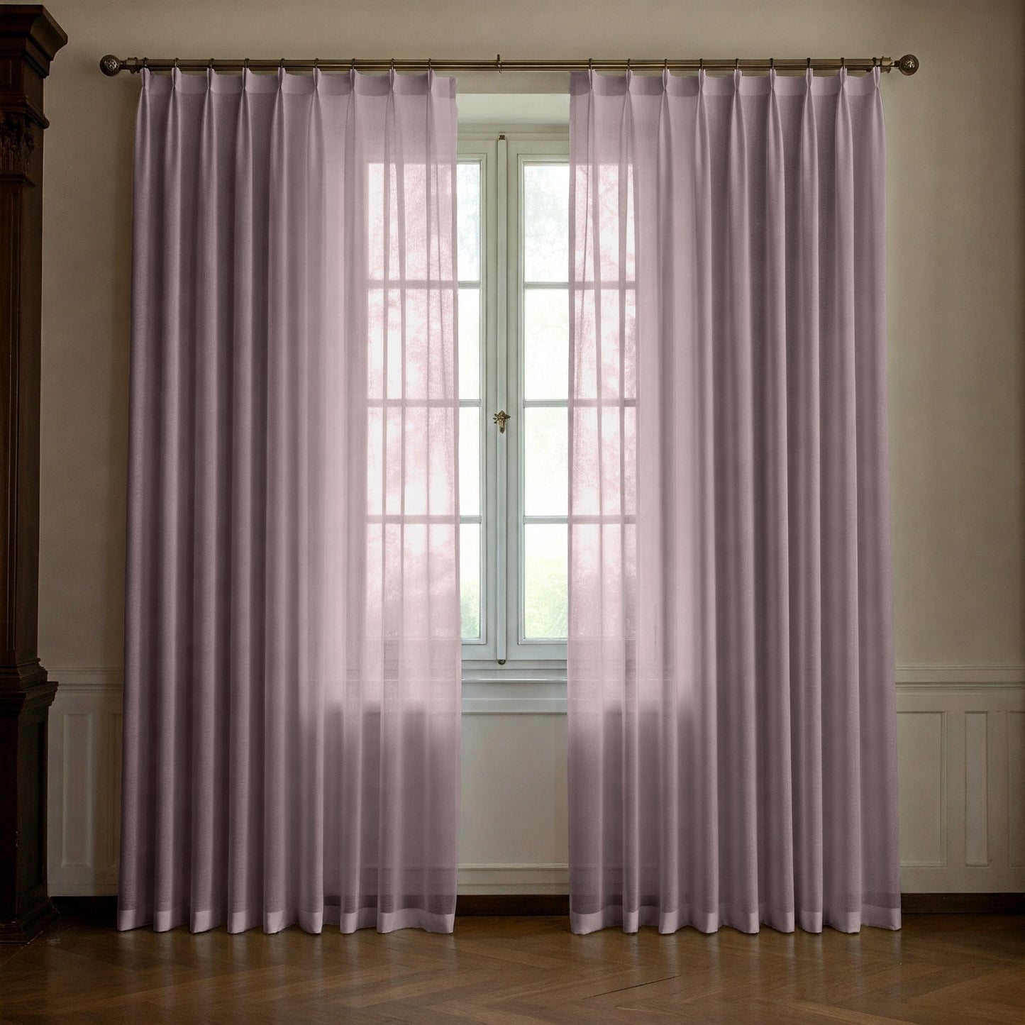 Light Pink Linen Sheer Curtains - Triple Pinch Pleat - Made to Measure-1