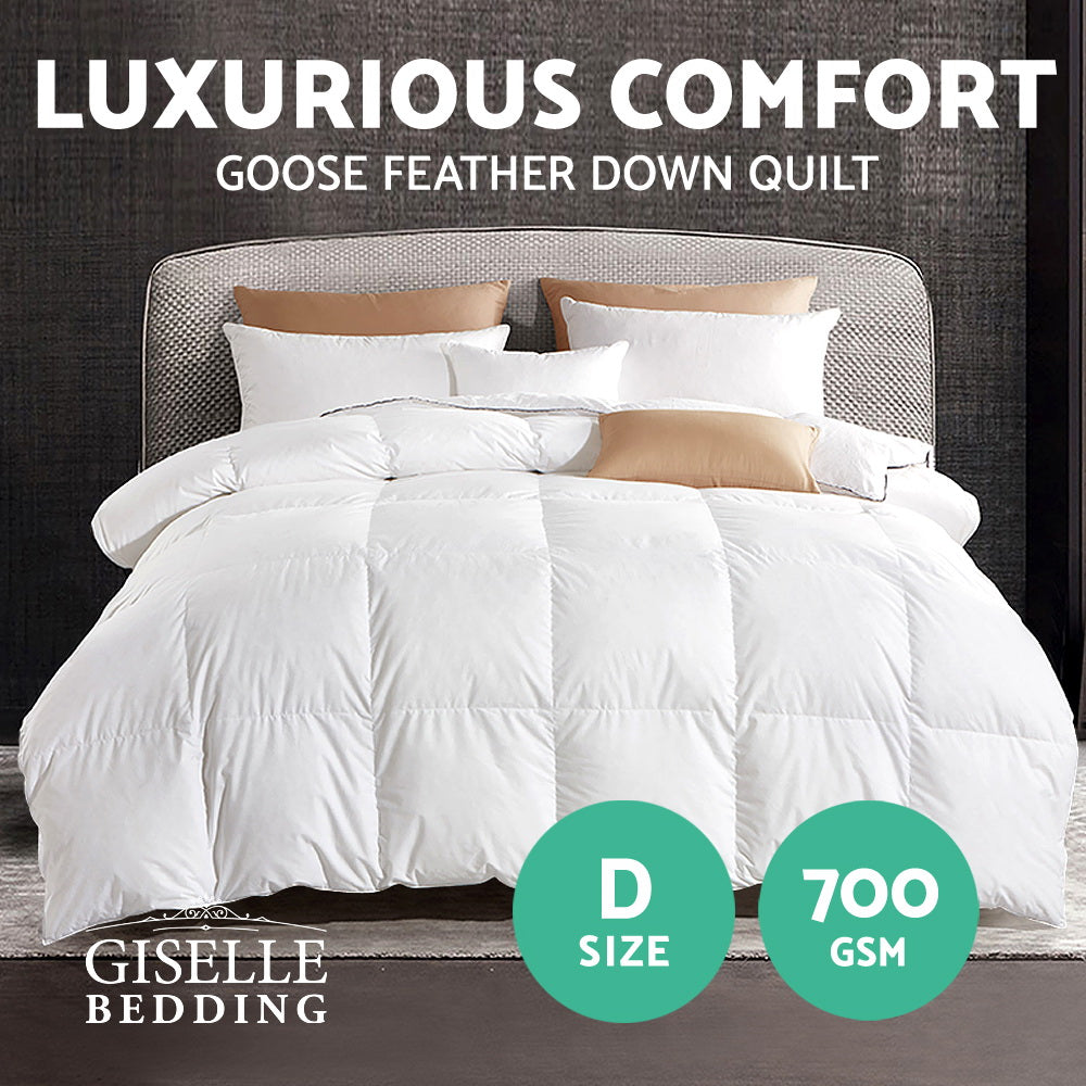 NNEDSZ Bedding 700GSM Goose Down Feather Quilt Double