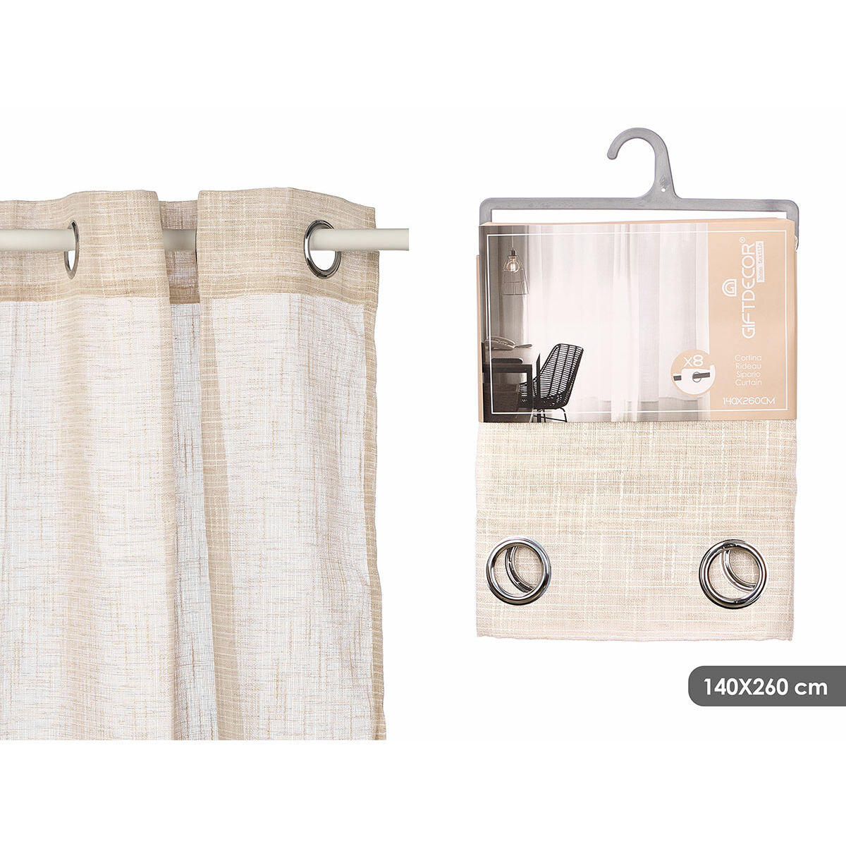 Curtain Gift Decor Brown 140 x 260 cm Stripes (6 Units)-2