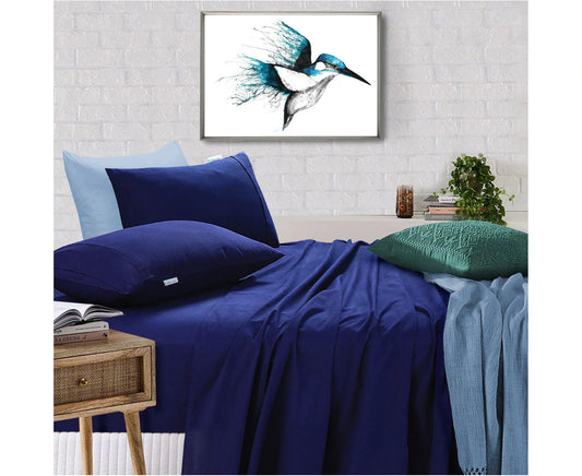 Elan Linen „Vintage Washed“ paklodžių rinkinys – 100 % Egiptietiška medvilnė, 500TC, Navy Blue