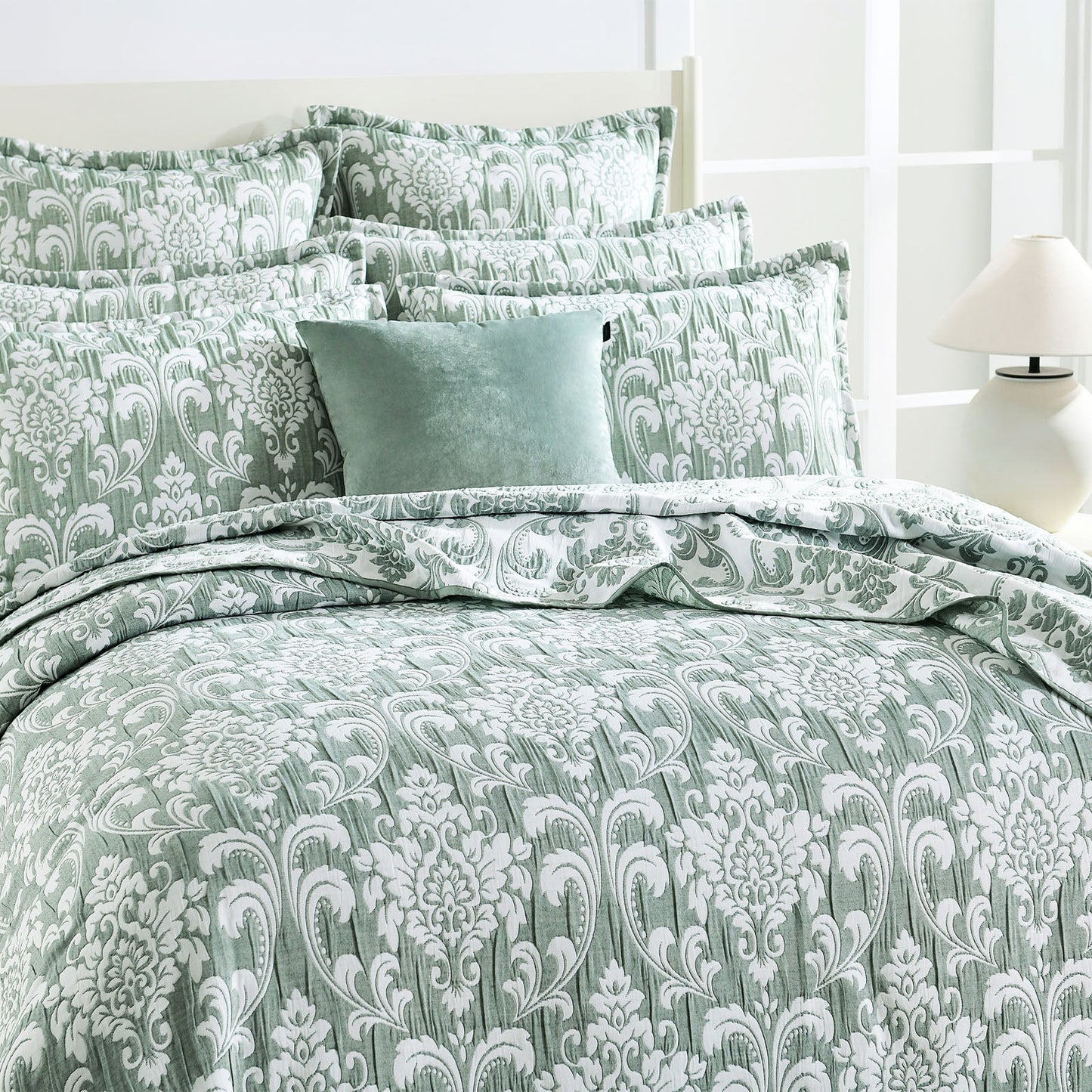 NNEDSZ Tahlia Jacquard Jade Coverlet Set – by Renee Taylor