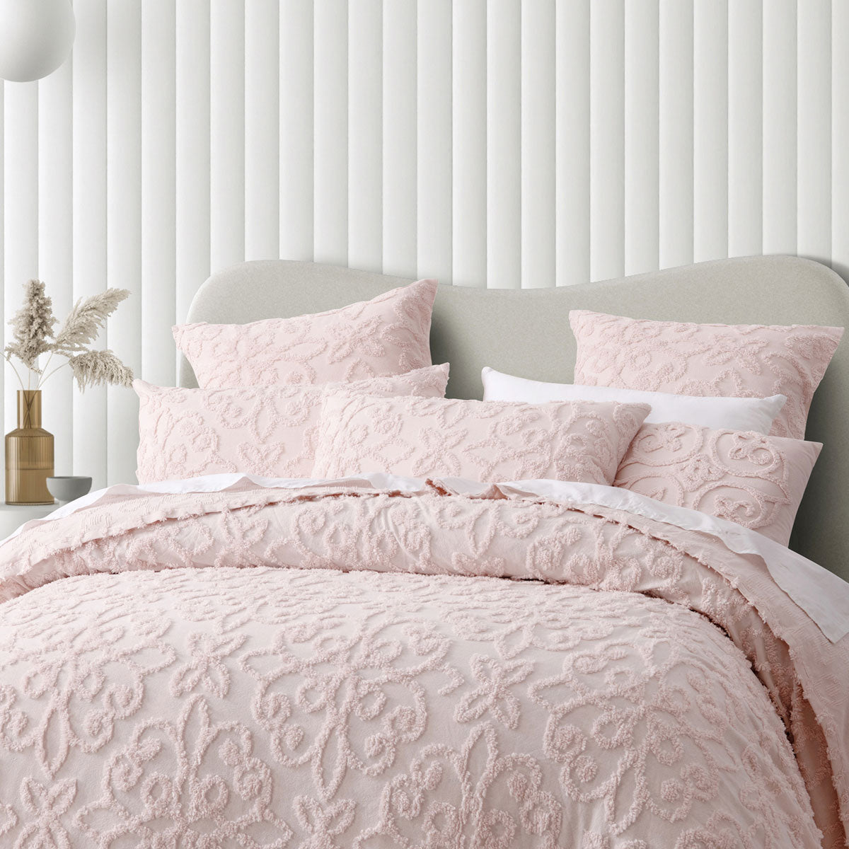 NNEDSZ Bianca Ella Blush Cotton Chenille Floral Bedspread Set – Queen