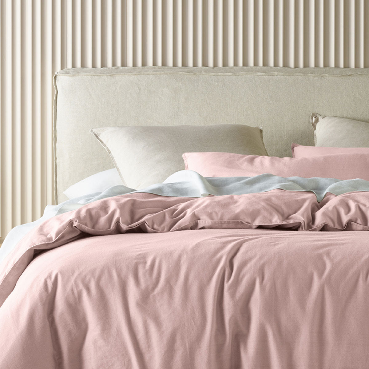 NNEDSZ Bianca Acacia Blush Vintage Washed Cotton Quilt Cover Set – King