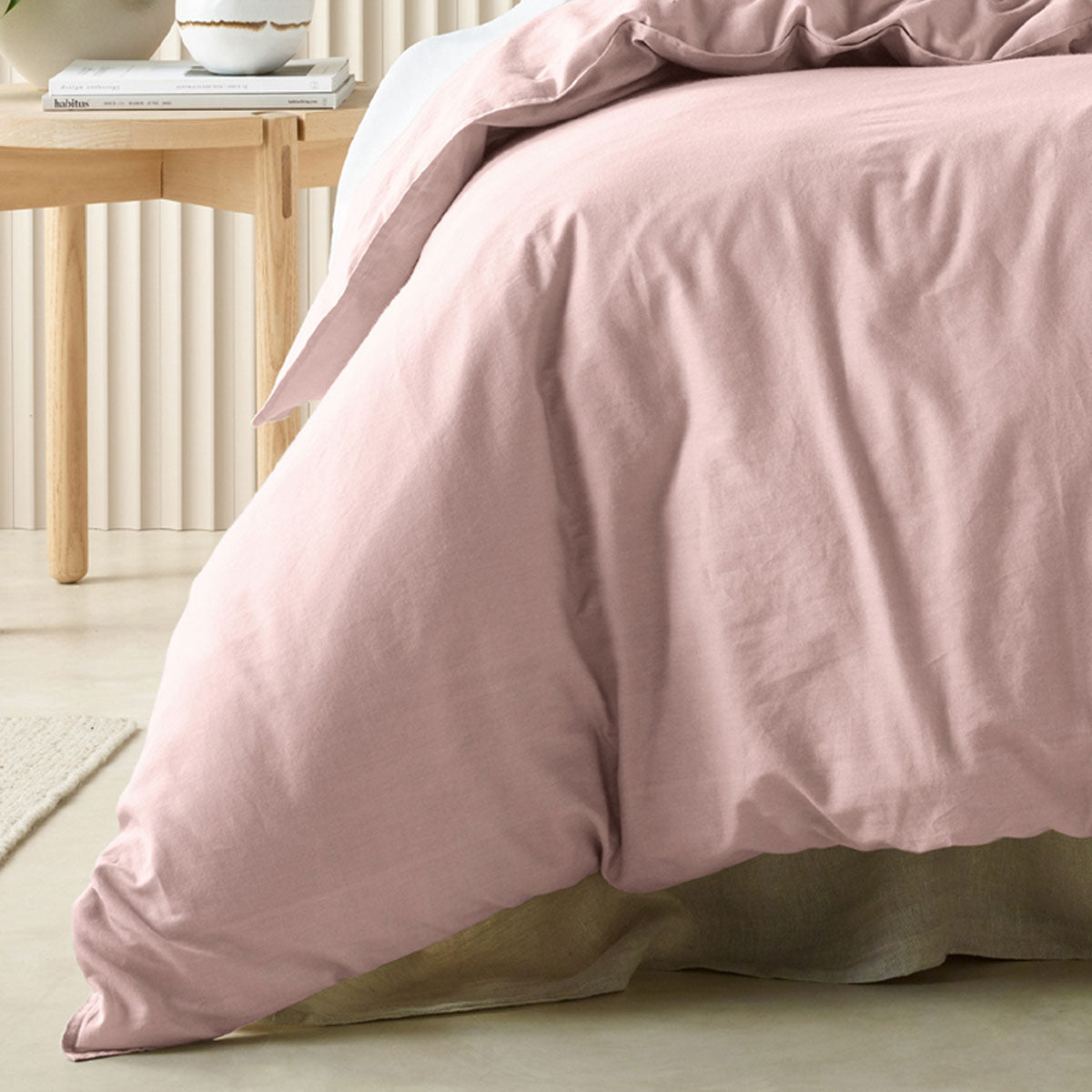 NNEDSZ Bianca Acacia Blush Vintage Washed Cotton Quilt Cover Set – King