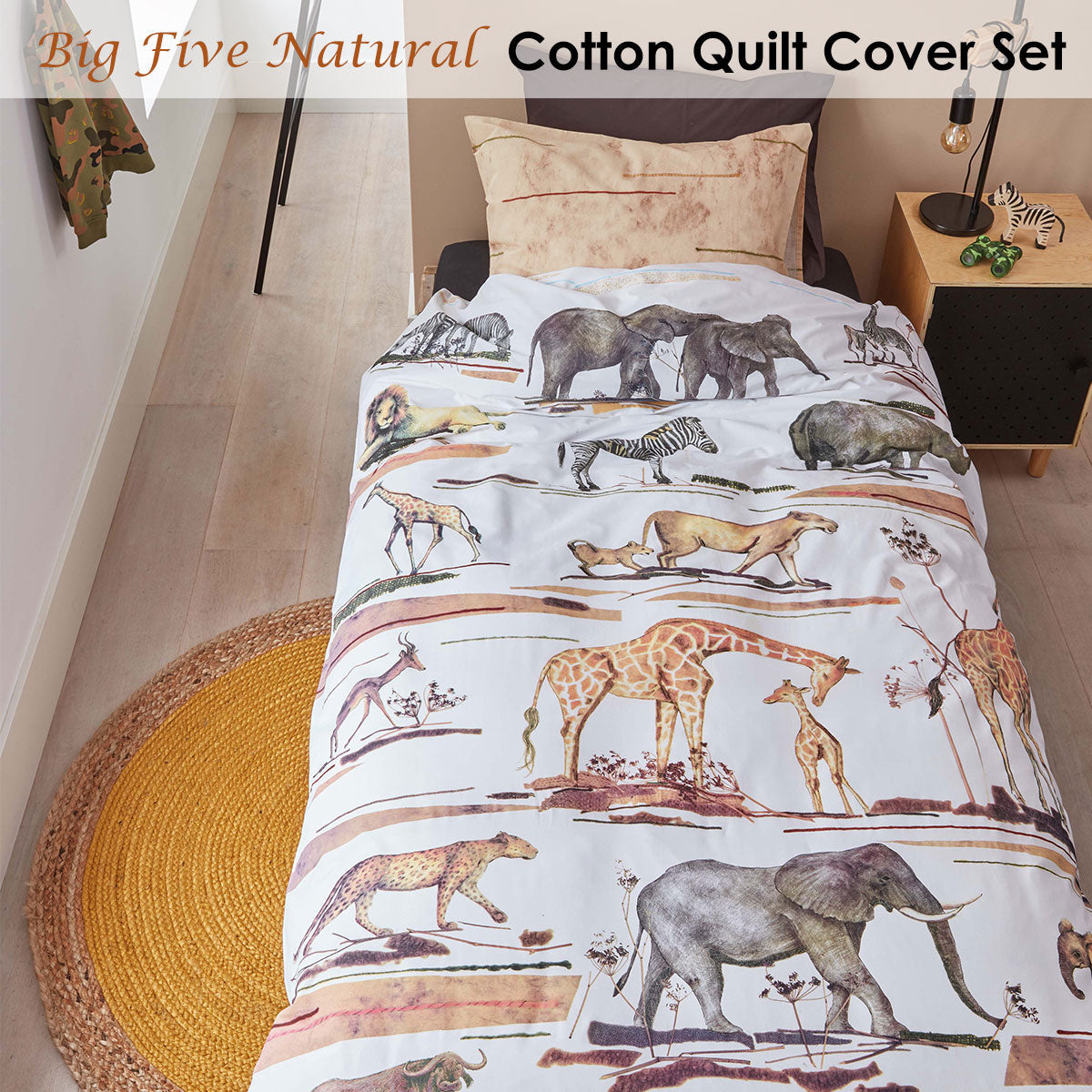 NNEDSZ Bedding House Big Five Natural Cotton Quilt Cover Set Single