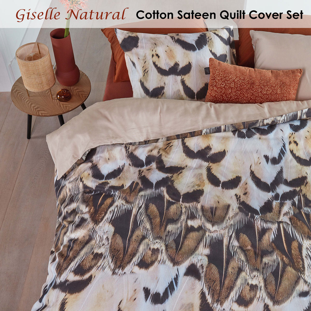 NNEDSZ Bedding House Natural Cotton Sateen Quilt Cover Set King