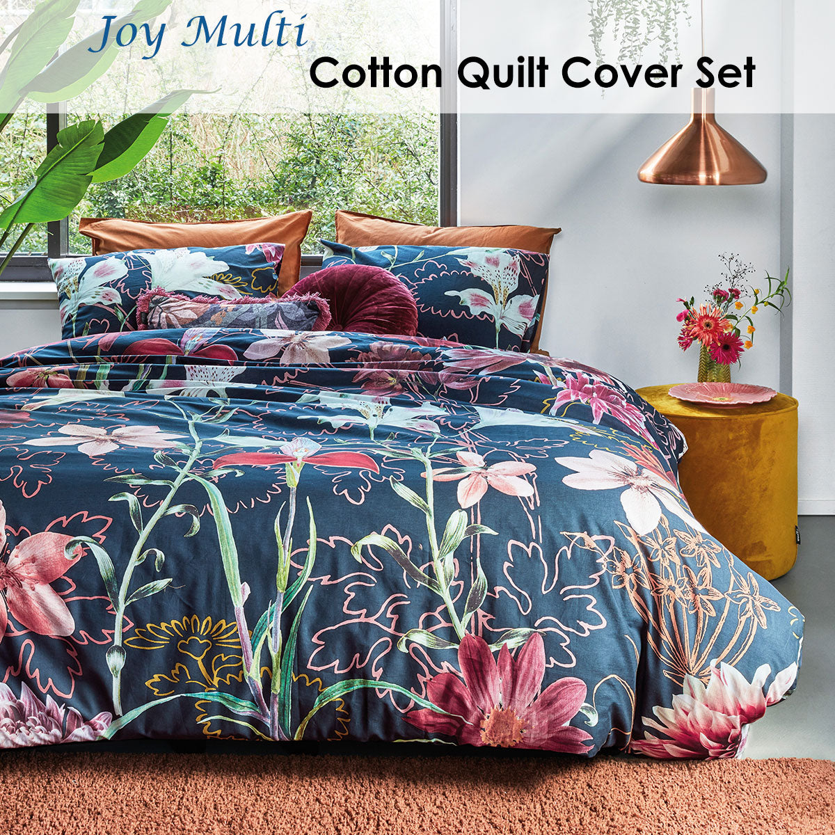 NNEDSZ Bedding House Joy Multi Cotton Quilt Cover Set King