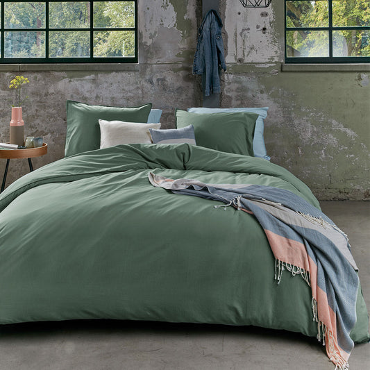 NNEDSZ Bedding House Organic Cotton Basic Green Quilt Cover Set King