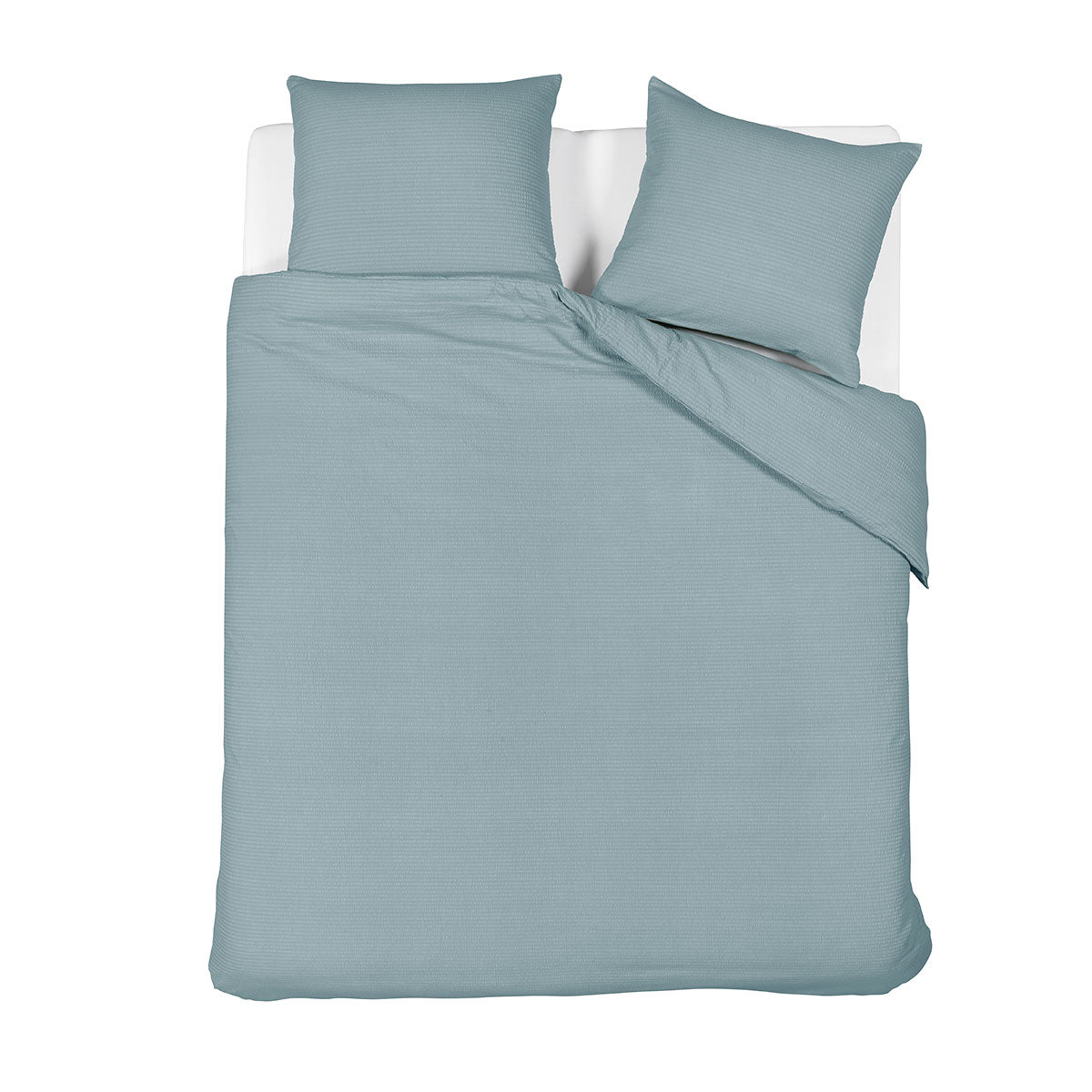 NNEDSZ Bedding House Summer Blue Grey Seersucker Cotton Quilt Cover Set King