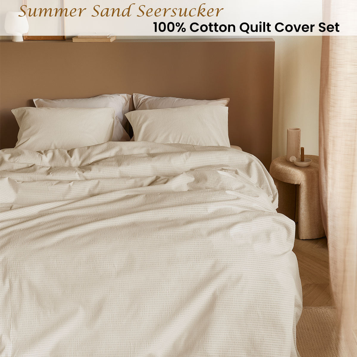 NNEDSZ Bedding House Summer Sand Seersucker Cotton Quilt Cover Set Queen