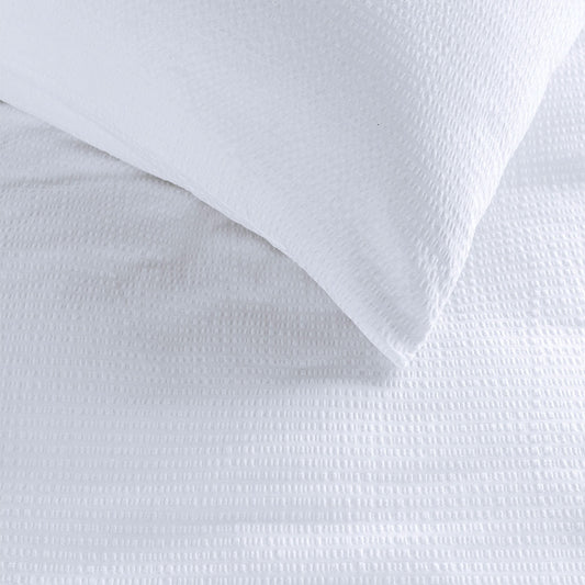 NNEDSZ Bedding House Summer White Seersucker Cotton Quilt Cover Set King