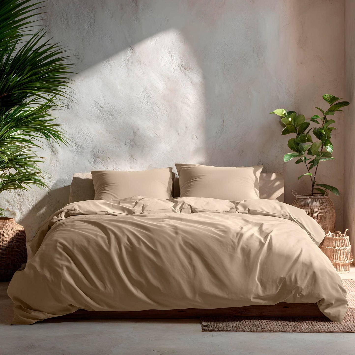 100% Cotton Soft Duvet Cover Set 144 Thread Count 2/3 Piece: Piedra / 220x220 cm + 2(45x75) cm