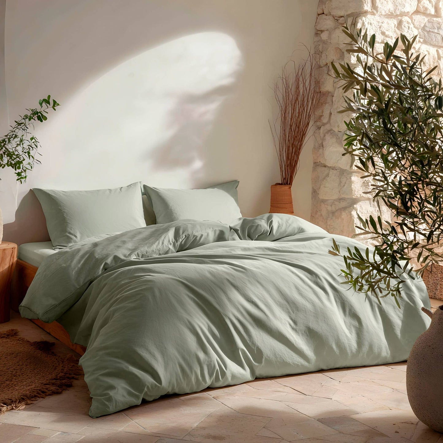 100% Cotton Soft Duvet Cover Set 144 Thread Count 2/3 Piece: Rosa Polvo / 220x220 cm + 2(45x75) cm