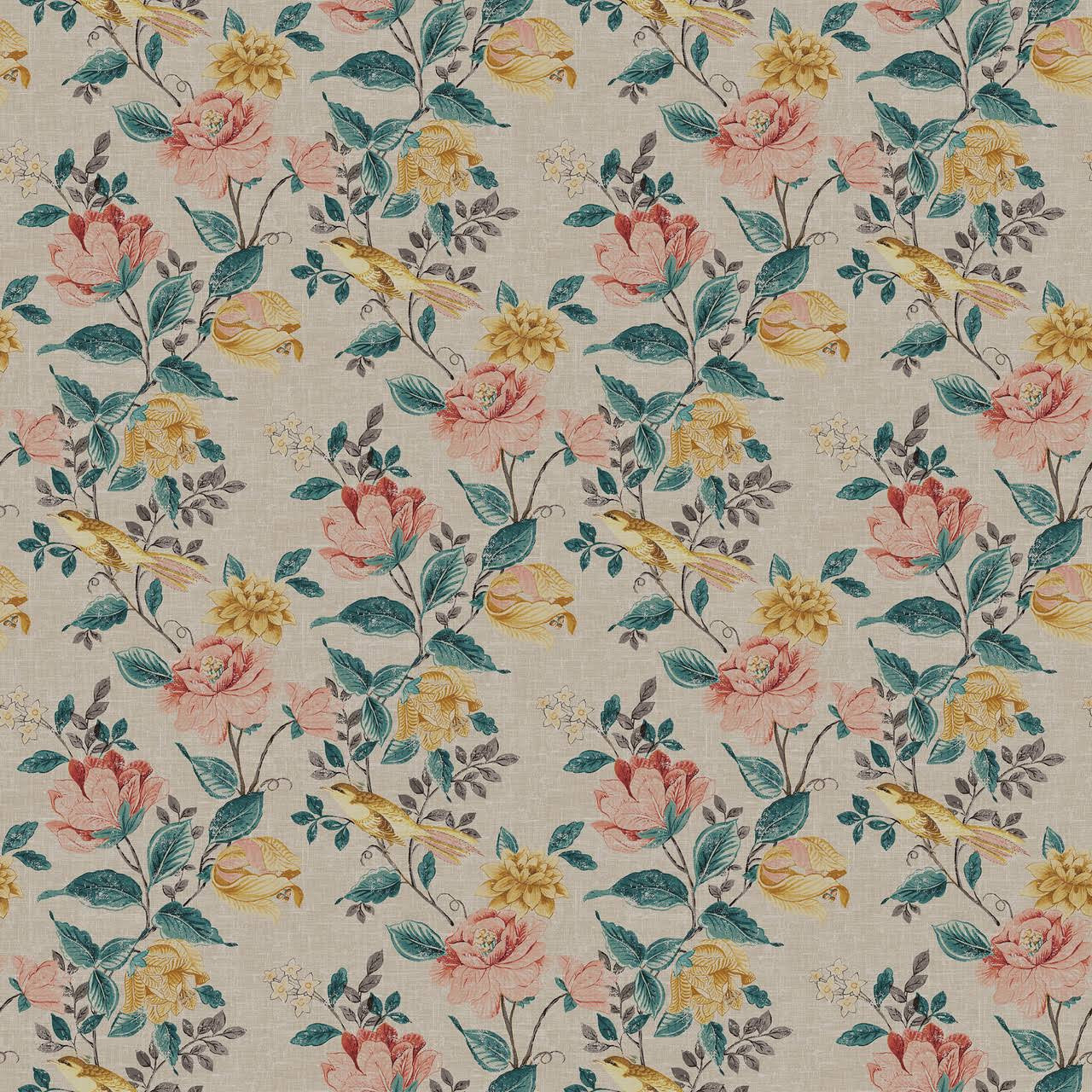 Bird & Floral Print Curtains | Organic Cotton Linen | Blackout/Light Filtering | Made to Measure | Eyelet, Rod Pocket & More-3