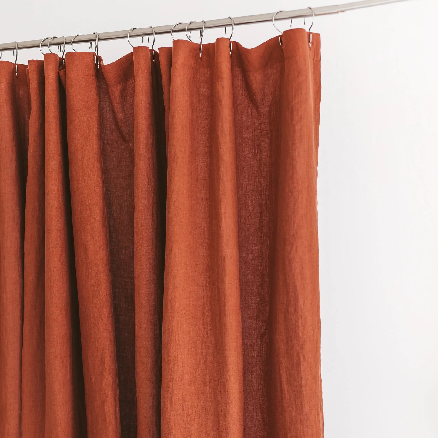 Pure Linen Shower Curtain - Rust Orange, Natural Textured Fabric, Breathable & Quick Dry, Elegant Bathroom Decor, Standard & Extended Sizes-4