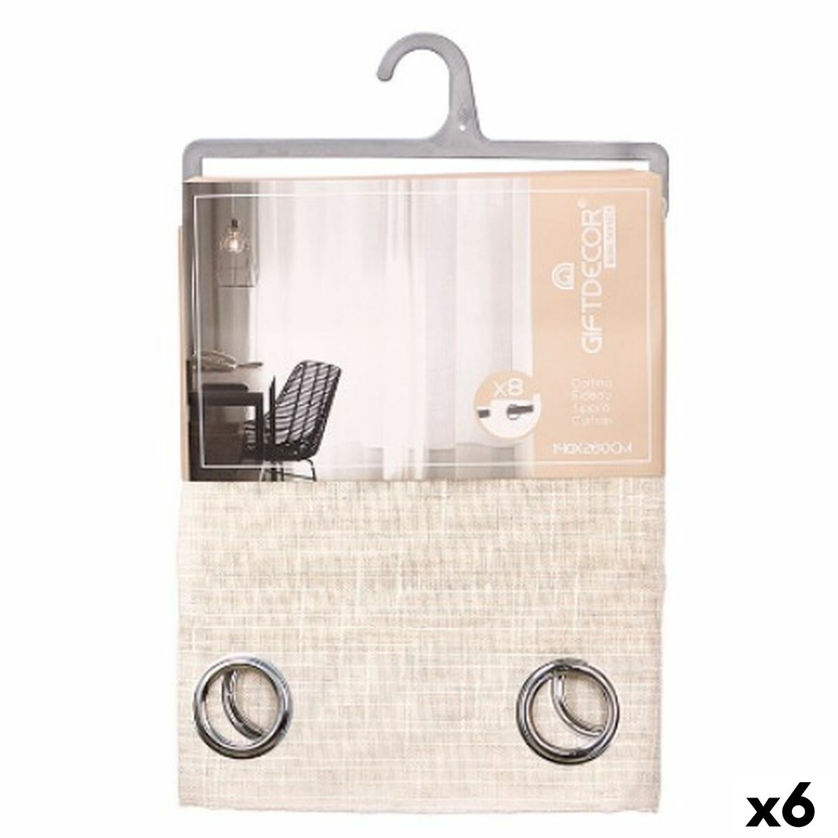 Curtain Gift Decor Brown 140 x 260 cm Stripes (6 Units)-0