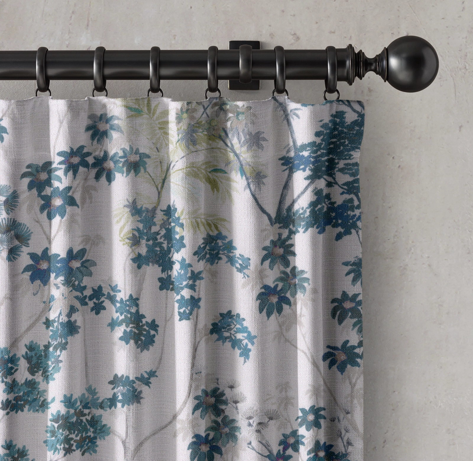 Luxury Pure Linen Floral Hand Painted Blackout Curtains - Farmhouse Style Drapes-3